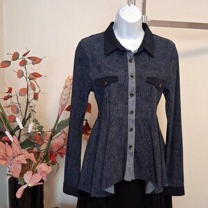 NEW MCPLANET Women’s Luxury Blue Blouse Long Sleeve Top Spring Summer Fall Tops